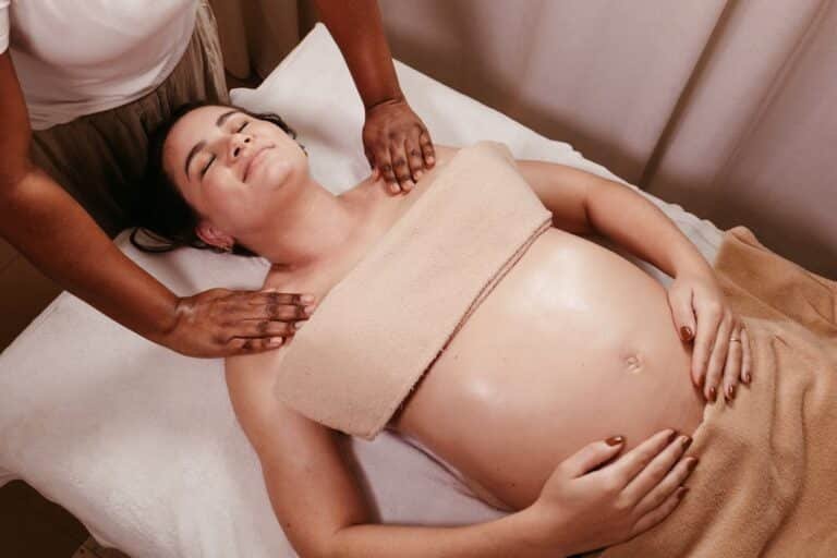 Pregnant Woman Relaxing in a Massage Parlour